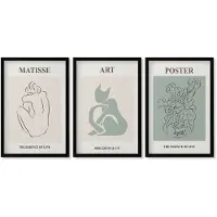 Wallfluent 3-Delige Schilderij Set - Posters In Beige- En Groentinten Van Henri Matisse - 40 x 60 cm - Muurdecoratie - Schilderijen Set - Woonkamer - Stijlvolle Muurdecoratie