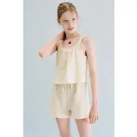 Mango playsuit - beige Meisjes Katoen Ronde hals Effen - maat 146