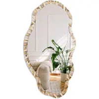 Coloray Natuurmand Spiegel - Beige Rechthoekige Spiegel Met Modern Design - Organische Spiegel - Hal, Woonkamer, Badkamer - Rustiek - 45x90 cm - Totale afmeting 52x97 cm