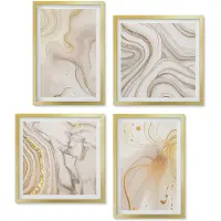 Wallfluent 4-Delige Schilderij Set - Subtiele Abstracte Verfspatpatronen - 40 x 40 cm En 40 x 60 cm - Stijlvolle Wanddecoratie - Interieur