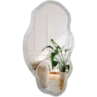 Coloray Betonpatroon Spiegel - Grijs Elegante Rechthoekige Wandspiegel - Organische Spiegel - Kantoor, Woonkamer, Hal - Industrieel / Loft - 45x90 cm - Totale afmeting 52x97 cm