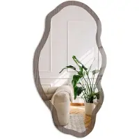 Coloray Houten Constructie Spiegel - Bruin Strakke Rechthoekige Spiegel - Organische Spiegel - Woonkamer, Kantoor, Slaapkamer - Rustiek - 45x90 cm - Totale afmeting 52x97 cm