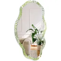 Coloray Tropische Bladeren Spiegel - Groen Elegante Rechthoekige Wandspiegel - Organische Spiegel - Woonkamer - Botanisch - 45x90 cm - Totale afmeting 52x97 cm