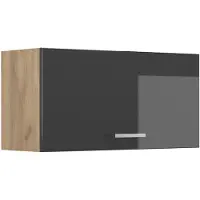 Vicco Hangkast R-Line, Antraciet Hoogglans/Goudkleurig Eiken, 80 cm Plat
