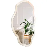 Coloray Lichtlandschap Spiegel - Romig Rechthoekige Spiegel Met Modern Design - Organische Spiegel - Slaapkamer, Woonkamer, Kantoor - Boho - 45x90 cm - Totale afmeting 52x97 cm