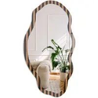Coloray Houten Stroken Spiegel - Bruin Stijlvolle Wandspiegel - Organische Spiegel - Woonkamer, Kantoor, Hal - Minimalistisch - 45x90 cm - Totale afmeting 52x97 cm