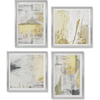 Wallfluent 4-Delige Schilderij Set - Abstracte minimalistische, modieuze schilderpatronen - 40 x 40 cm en 40 x 60 cm - Wanddecoratie - Muurdecoratie - Woonkamer