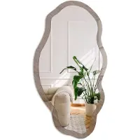 Coloray Houten Constructie Spiegel - Bruin Stijlvolle Wandspiegel - Organische Spiegel - Woonkamer, Kantoor, Hal - Minimalistisch - 45x90 cm - Totale afmeting 52x97 cm