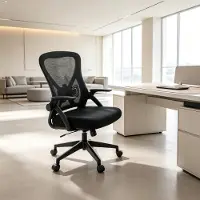 HAUSS SPOLE Bureaustoel Ergonomisch Draaibaar Met Netrugleuning En Opklapbare Armleuningen Voor Thuis En Kantoor Zwart