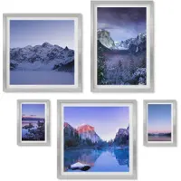 Wallfluent 4-Delige Schilderij Set - Berglandschappen met pittoreske meren en bossen - 50 x 50 cm, 20 x 30 cm en 40 x 60 cm - Stijlvolle Wanddecoratie - Interieur - Decoratieve Schilderijen