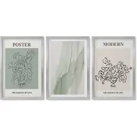 Wallfluent 4-Delige Schilderij Set - Bloemen in een vaas in een moderne en minimalistische stijl. - 40 x 60 cm - Muurdecoratie - Wanddecoratie - Hal - Moderne Wanddecoratie