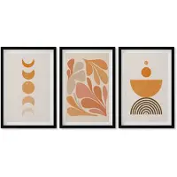 Wallfluent 3-Delige Schilderij Set - Abstracte Vormen In Oranje Tinten - 40 x 60 cm - Decoratieve Schilderijen - Woonkamer - Interieur - Wanddecoratie