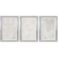 Wallfluent 4-Delige Schilderij Set - Pastelkleurige stenen structuren van wit marmer - 20 x 30 cm - Stijlvolle Muurdecoratie - Kantoor - Moderne Wanddecoratie