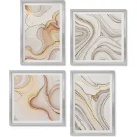 Wallfluent 4-Delige Schilderij Set - Lineaire abstracte motieven, stijlvolle decoratie - 40 x 40 cm en 40 x 60 cm - Muurdecoratie - Interieur Decoratie - Stijlvolle Muurdecoratie