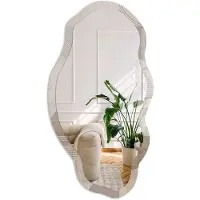 Coloray Moderne Geometrie Spiegel - Beige Rechthoekige Spiegel Met Modern Design - Organische Spiegel - Woonkamer, Badkamer, Kantoor - Geometrisch - 45x90 cm - Totale afmeting 52x97 cm