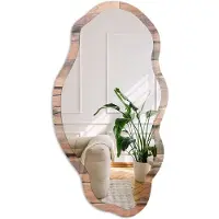 Coloray Houtstructuur Spiegel - Bruin Strakke Rechthoekige Spiegel - Organische Spiegel - Woonkamer - Rustiek - 45x90 cm - Totale afmeting 52x97 cm