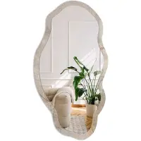 Coloray Natuurlijke Structuur Spiegel - Grijs Stijlvolle Wandspiegel - Organische Spiegel - Woonkamer, Kantoor, Slaapkamer - Rustiek - 45x90 cm - Totale afmeting 52x97 cm
