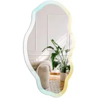 Coloray Zachte Kleuren Spiegel - Geel Moderne Rechthoekige Wandspiegel - Organische Spiegel - Slaapkamer, Woonkamer, Hal - Boho - 45x90 cm - Totale afmeting 52x97 cm