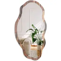 Coloray Houten Muur Spiegel - Bruin Stijlvolle Wandspiegel - Organische Spiegel - Woonkamer - Rustiek - 45x90 cm - Totale afmeting 52x97 cm