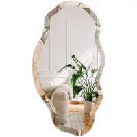 Coloray Mozaïek Van Steen Spiegel - Bruin Elegante Rechthoekige Wandspiegel - Organische Spiegel - Hal, Woonkamer, Kantoor - Rustiek - 45x90 cm - Totale afmeting 52x97 cm