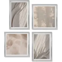 Wallfluent 4-Delige Schilderij Set - Natuurlijke textielstructuren van dichtbij - Boho - 40 x 40 cm en 40 x 60 cm - Wanddecoratie - Schilderijen Set - Interieur - Muurdecoratie