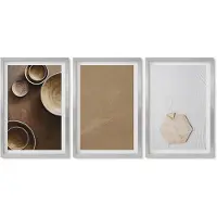 Wallfluent 4-Delige Schilderij Set - Minimalistische texturen in warme kleuren - 40 x 60 cm - Wanddecoratie - Moderne Interieurdecoratie - Woonkamer Decoratie