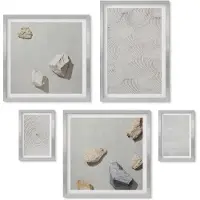 Wallfluent 5-Delige Schilderij Set - Botanische Composities In Boho-Minimalistische Stijl - 20 x 30 cm - Muurdecoratie - Schilderijen Set - Woonkamer - Wanddecoratie