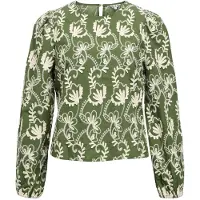 Object Blouse 'OBJMya' crème / olijfgroen