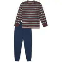 Schiesser Nachtkledij ' Nightwear ' donkerblauw / donkerbruin