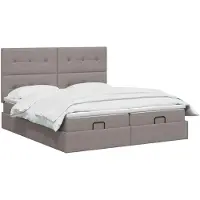 vidaXL Ottoman bed met matras met hoofdeinde 2 st Taupe Stof