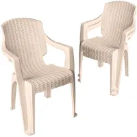 Garronda 3 Tuinstoelen Stapelbaar met Rotanlook GD-0254 Beige