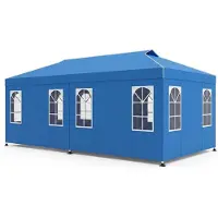 Costway Pop-up paviljoen, 3x6 meter, partytent met verstelbare hoogte, voorzien van 6 zijwanden en ramen, inklapbaar tuinpaviljoen met zonbescherming, reflecterende strepen en tas