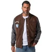 JP 1880 - Heren - Leren collegejas Bavaria leer rits tot 7XLL - Donkerbruin - Maat 3XL