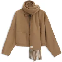 BOSS Korte oversized-fit jas met afneembare sjaal Maat 38