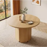 OKWISH Eettafel - Ronde Tafel Voor 4-6 Personen - Scandinavische Stijl Voor Eetkamer En Woonkamer - MDF Eikenkleur - 120x120x75 cm