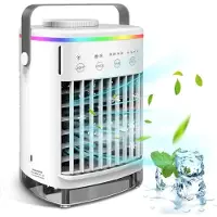 Kiwi Mobiele airco zonder Slang & Afvoer- 3-in-1 - 4 Snelheden - Mini Ventilateur - Draagbare Aircooler - LED Verlichting- Aircoventilatoren - Voor Slaapkamer & Woonkamer - Wit