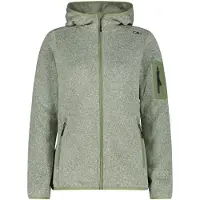 CMP - Women's Jacket Fix Hood Jacquard Knitted 3H19826 - Fleecevest 48, olijfgroen/grijs