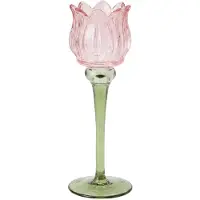Clayre & Eef Waxinelichthouder Roze Glas