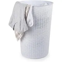 PlasticForte Ronde wasmand Rotan - wit - gevlochten kunststof - 51 liter - 38 x 57 cm - opbergmanden