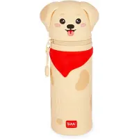 Legami - 2-in-1 etui van zachte siliconen – Kawaii, penhouder, siliconen ritssluiting, pennenzak, potloden, markers, H 18,5 cm, GOLDEN