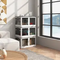 STILVORA Opbergbox 69L – Opvouwbaar En Stapelbaar Met Wielen – 60 x 42 x 34 cm – PP Kunststof – Wit – Voor Thuis, Bureau En Kofferbak – 5-Zijdige Toegang
