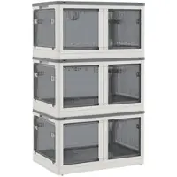 STILVORA Opbergbox 69L – Opvouwbaar En Stapelbaar Met Wielen – 60 x 42 x 34 cm – PP Kunststof – Wit – Voor Thuis, Bureau En Kofferbak – 5-Zijdige Toegang