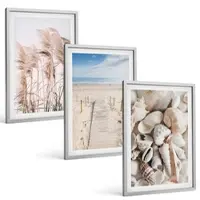 Tulup 4-Delige Schilderij Set - Zandstrand met schelpen en zeegras - 40 x 60 cm - Muurdecoratie - Wanddecoratie - Hal - Stijlvolle Muurdecoratie