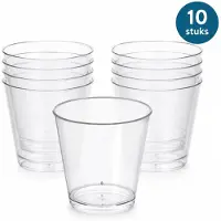 WDMT Transparante Plastic Bekers – 10 Stuks – Kleine Proefbekers voor Hapjes, Desserts, Sauzen en Drankjes – Ø 5 x 5,3 cm – Helder