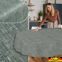ANRO Tafelkleed Effen linnenlook Meerkleurig Ovaal 180x140cm Rechte rand Afwasbaar Waterafstotend