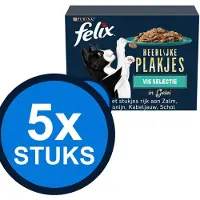 Felix 5x - Heerlijke Plakjes In Gelei Vis Selectie Multipack - Kattenvoer Natvoer - 960 g