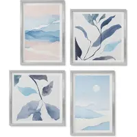 Wallfluent 4-Delige Schilderij Set - Verfijnde berglandschappen met planten in aquarel. - 40 x 40 cm en 40 x 60 cm - Stijlvolle Muurdecoratie - Slaapkamer - Decoratieve Schilderijen