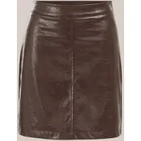 We fashion - Dames jersey rok van imitatieleer - Regular fit - Kaneelbruin - Maat: XXL