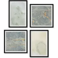 Wallfluent 4-Delige Schilderij Set - Pastel Aquarelverf Op Canvas, Textuurverf - 40 x 40 cm En 40 x 60 cm - Wanddecoratie - Moderne Interieurdecoratie - Moderne Wanddecoratie