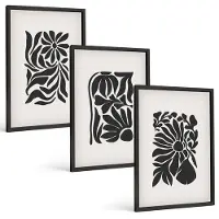 Tulup 4-Delige Schilderij Set - Abstracte plantpatronen in zwarttinten - 40 x 60 cm - Decoratieve Muurdecoratie - Slaapkamer - Wanddecoratie
